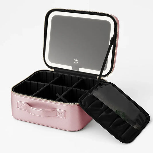 mallette de maquillage à miroir LED