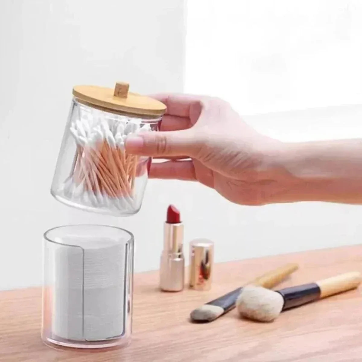 pot de rangement pour coton-tiges