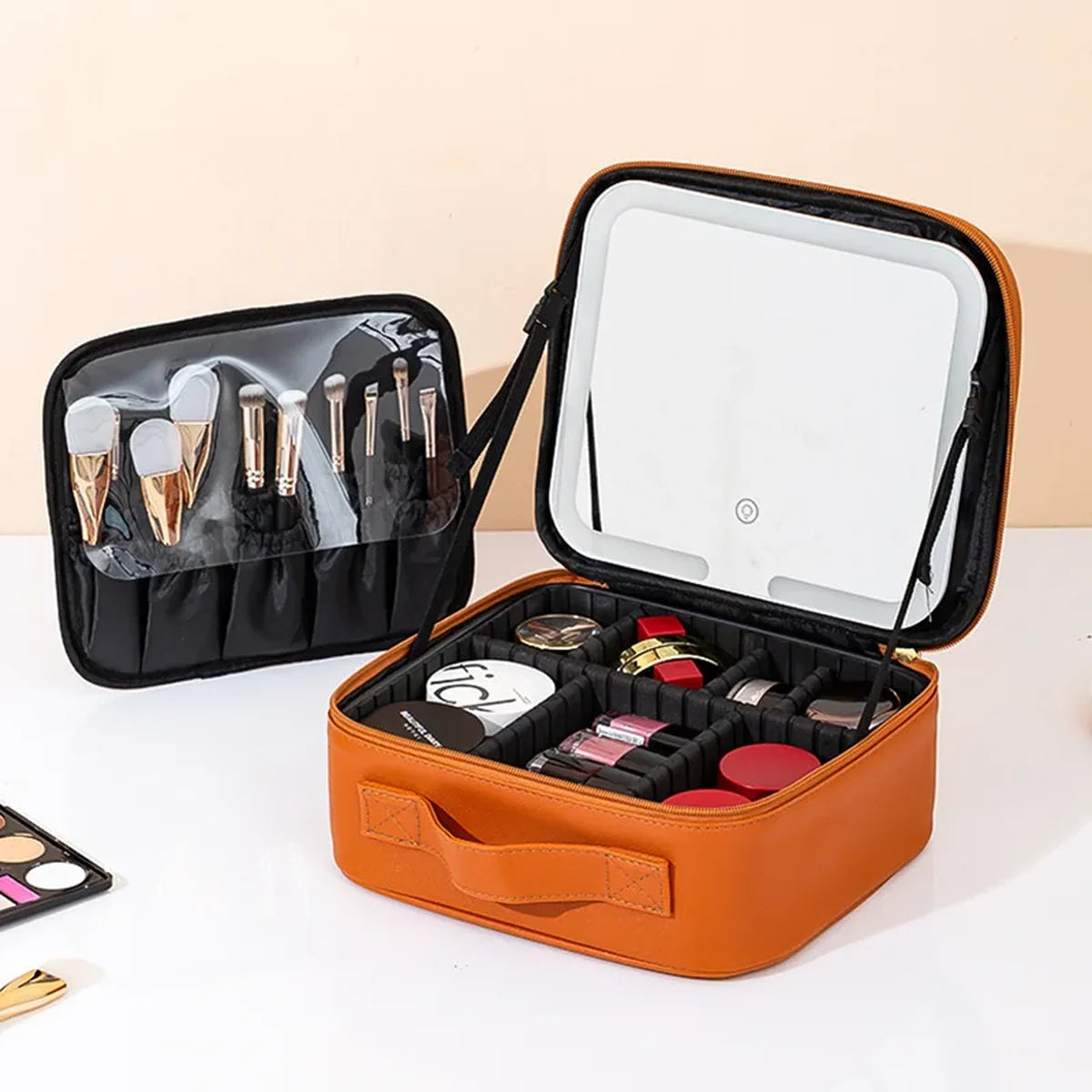 mallette de maquillage à miroir LED